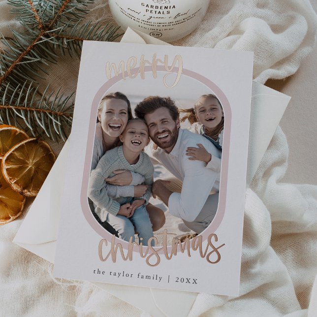 MARIAH Rose Foil Retro Family Fun Christmas Photo Foil Holiday Card (MARIAH Rose Foil Retro Family Fun Christmas Photo Foil Holiday Card)