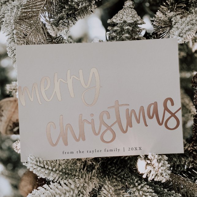 MARIAH Rose Gold Foil Family Merry Christmas Foil Holiday Card (MARIAH Rose Gold Foil Family Merry Christmas Foil Holiday Card)