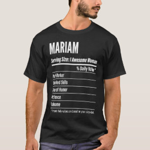 Mariam Nutritional Facts Serving Size Calories T-Shirt