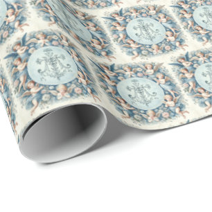 Marian Cross and Cherub Floral Gift Wrap" Wrapping Paper