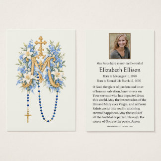 Marian Floral Monogram Funeral Memorial Prayer
