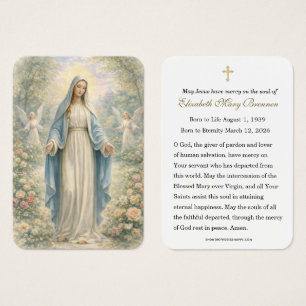 Marian Heavenly Garden Sympathy Memorial Prayer