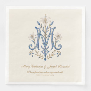 Marian Monogram Catholic Wedding w/Scripture Napkin