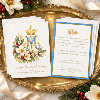 Marian Monogram Floral Parish Christmas Card