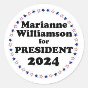 marianne williamson for president 2024 classic round sticker