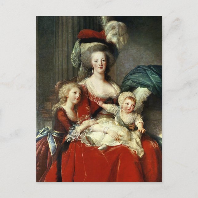 Marie-Antoinette  and her Four Children, 1787 Postcard (Front)