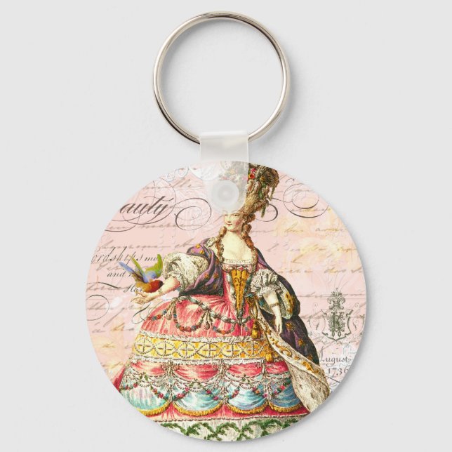 Marie Antoinette and Pink Paris Key Ring (Front)