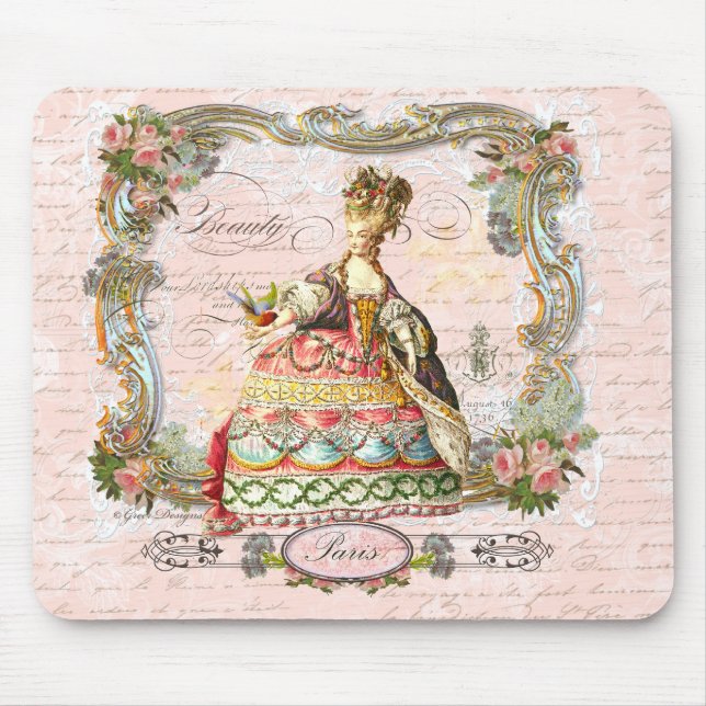 Marie Antoinette and Pink Paris Mouse Mat (Front)