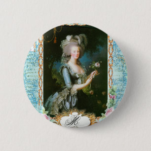 Marie Antoinette and Pink Roses 6 Cm Round Badge