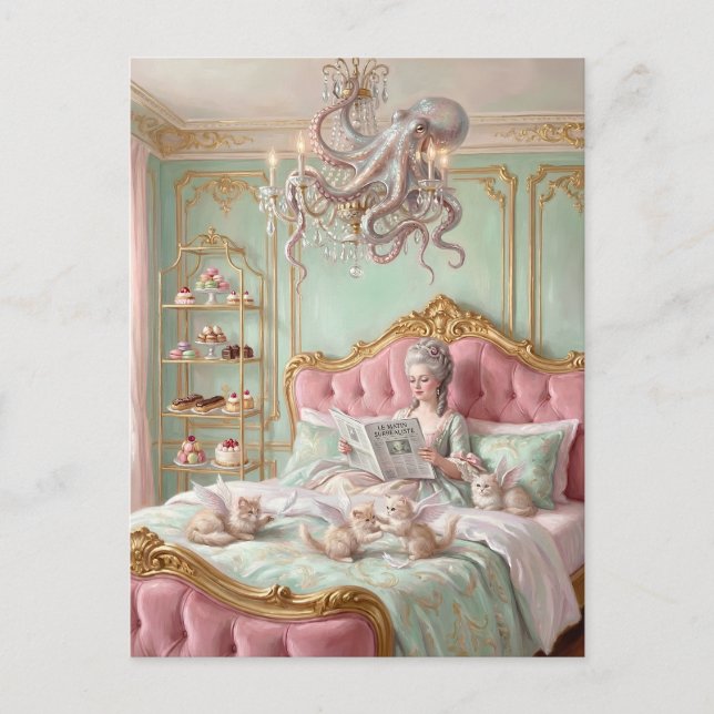 Marie Antoinette and the octopus. Surreal Postcard (Front)