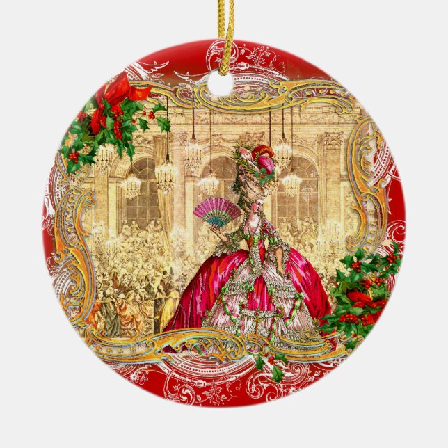 Marie Antoinette at Versailles Christmas Ceramic Tree Decoration (Front)