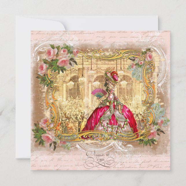 Marie Antoinette at Versailles in Pink Invitation (Front)