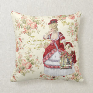 Marie Antoinette Beige Floral Pillow クッショ