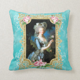 Marie Antoinette Blue Damask Rose  Pillow　cushion Cushion