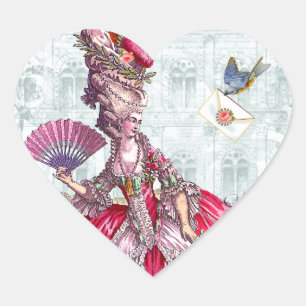 Marie Antoinette & Bluebird Heart Sticker