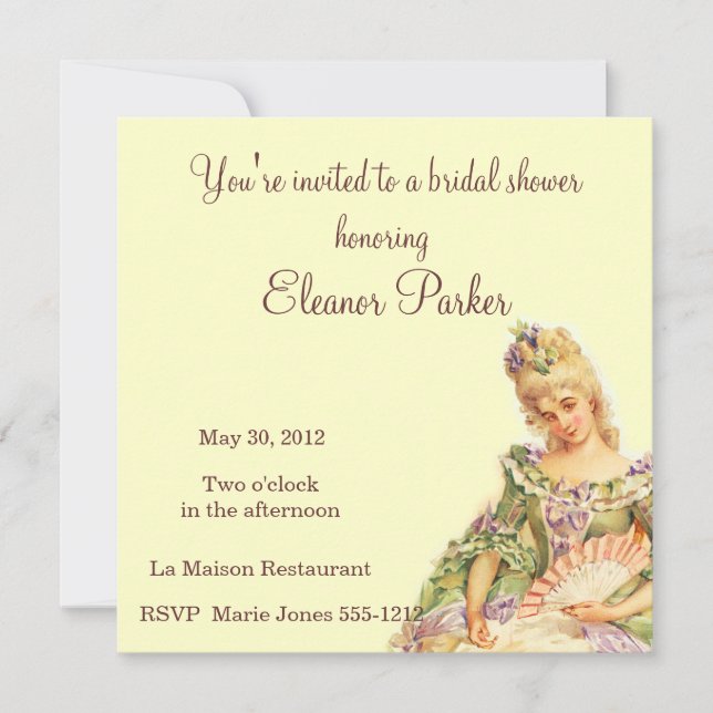 Marie Antoinette Bridal Shower Invitation (Front)