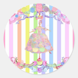 Marie Antoinette candy stripes pastels french Classic Round Sticker