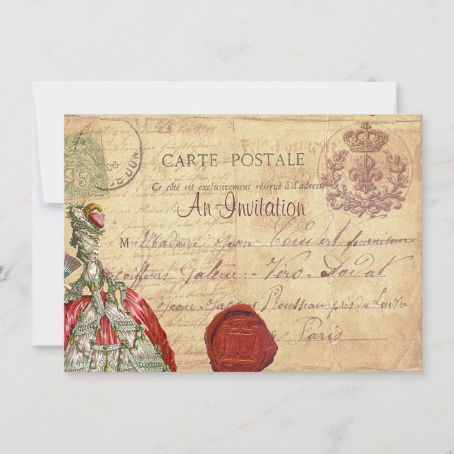 Marie Antoinette Carte Postale Parisian Invitation (Front)