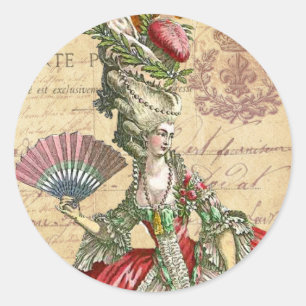 Marie Antoinette Carte Postale Parisian Seals/ Classic Round Sticker