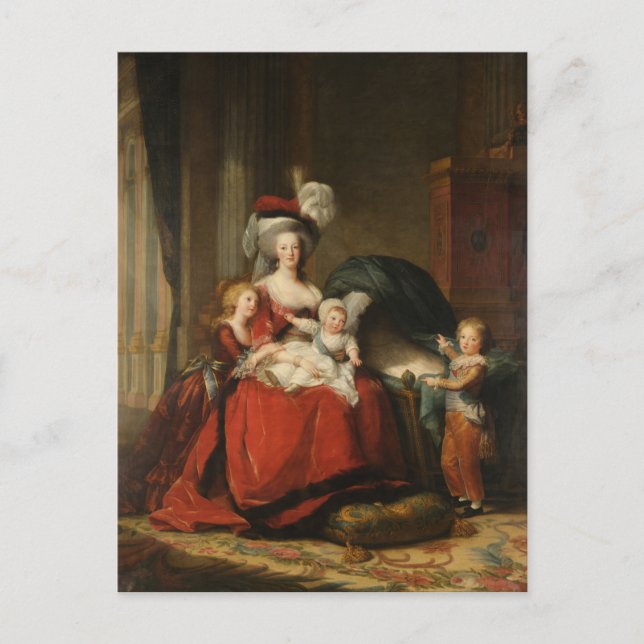 Marie Antoinette & Children Le Brun Fine Art Postcard (Front)
