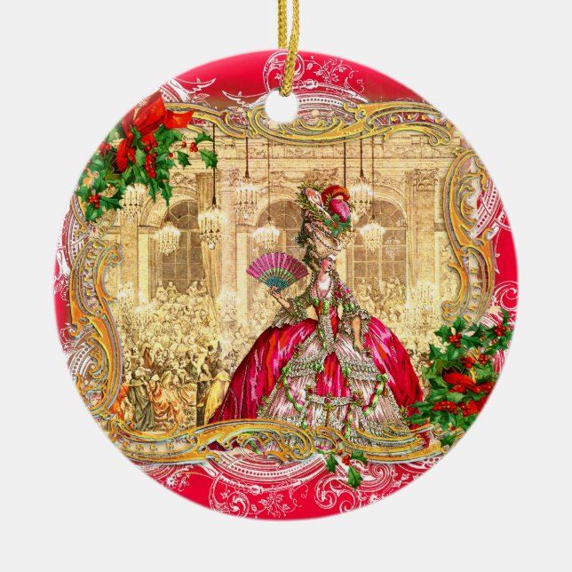 Marie Antoinette Christmas at Versailles Ceramic Tree Decoration (Front)