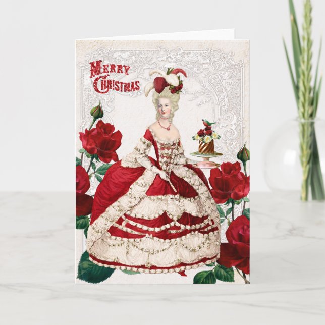 Marie Antoinette Christmas Card Cake red roses (Front)