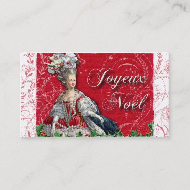 Marie Antoinette Christmas Toile Business Cards (Front)