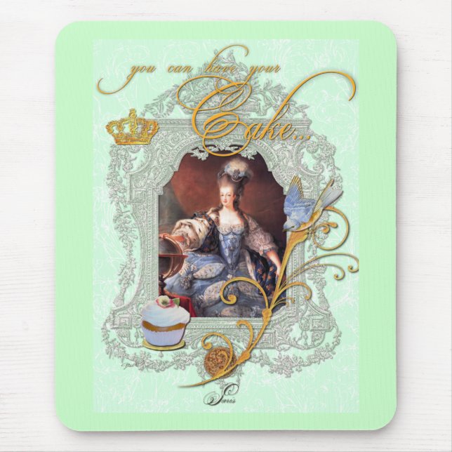 Marie Antoinette Cupcake and Bluebird Mouse Mat (Front)