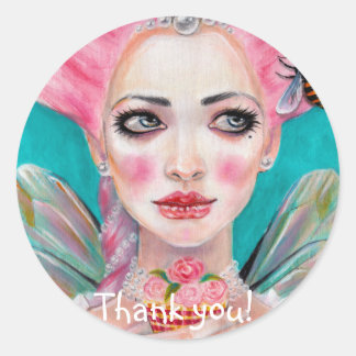 Marie Antoinette Cupcake Faerie Pink Haired Fairy Classic Round Sticker