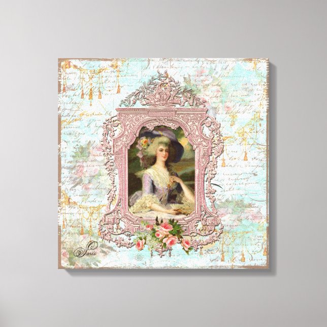 Marie Antoinette Framed in Pink Canvas Print (Front)