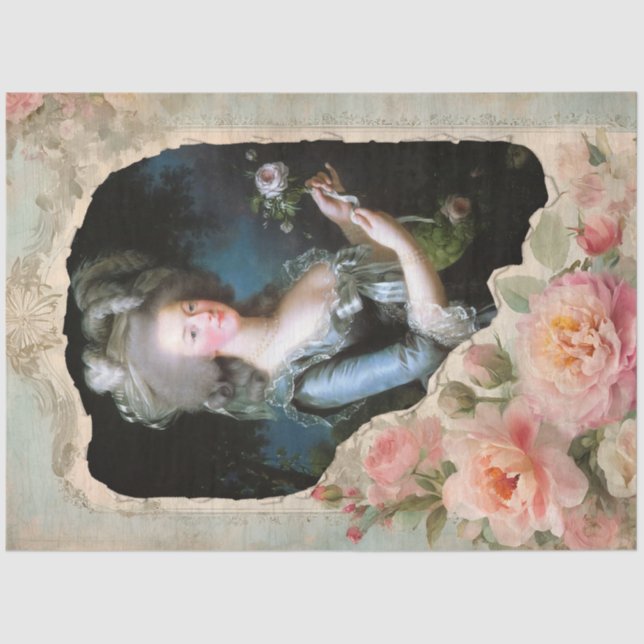Marie Antoinette French Floral Ephemera Decoupage Tissue Paper (Front)