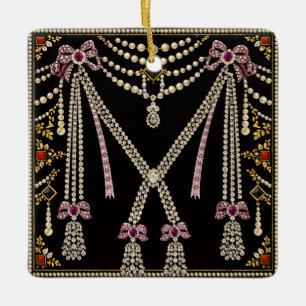 Marie Antoinette French Inspired Design Bejewelled Ceramic Ornament