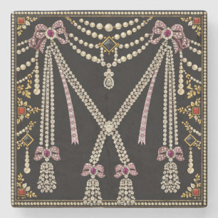 Marie Antoinette French Inspired Design Bejewelled Stone Coaster