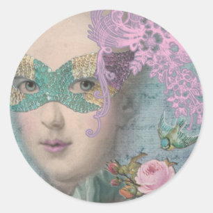 MARIE ANTOINETTE French Masquerade Classic Round Sticker