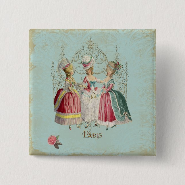 Marie Antoinette French Paris Ladies 15 Cm Square Badge (Front)
