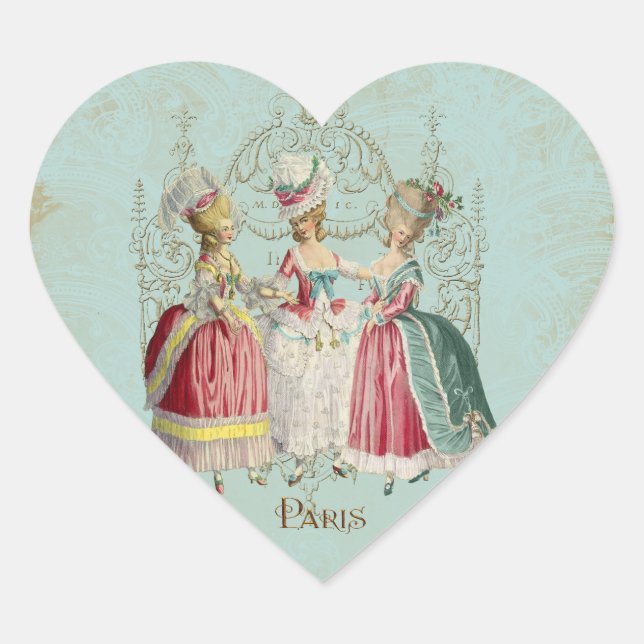 Marie Antoinette French Paris Ladies Heart Sticker (Front)
