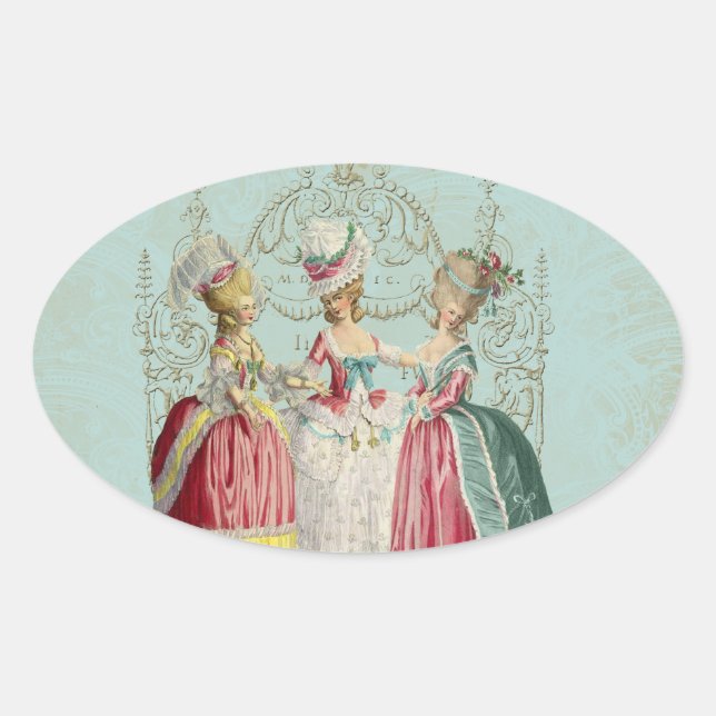 Marie Antoinette French Paris Ladies Oval Sticker (Front)
