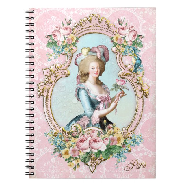 Marie Antoinette,French,Paris,portrait,roses メモ帳 Notebook (Front)