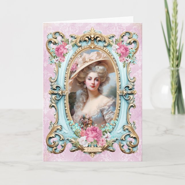 Marie Antoinette,French,Paris,portrait,roses Invit Thank You Card (Front)