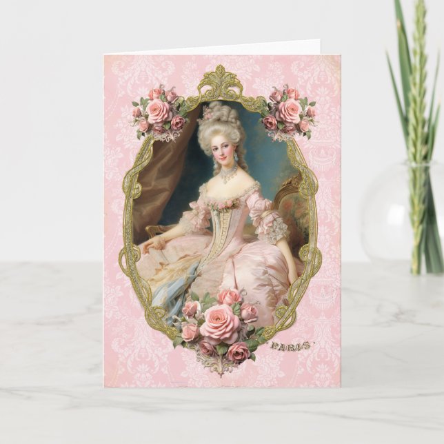 Marie Antoinette,French,Paris,portrait,roses Invit Thank You Card (Front)