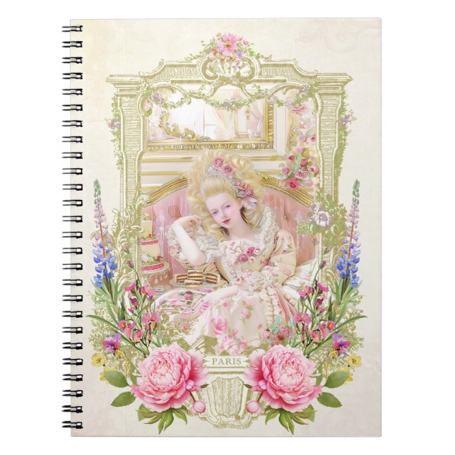 Marie Antoinette,French,Paris,portrait,roses Notep Notebook (Front)