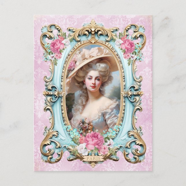 Marie Antoinette,French,Paris,portrait,roses Postcard (Front)