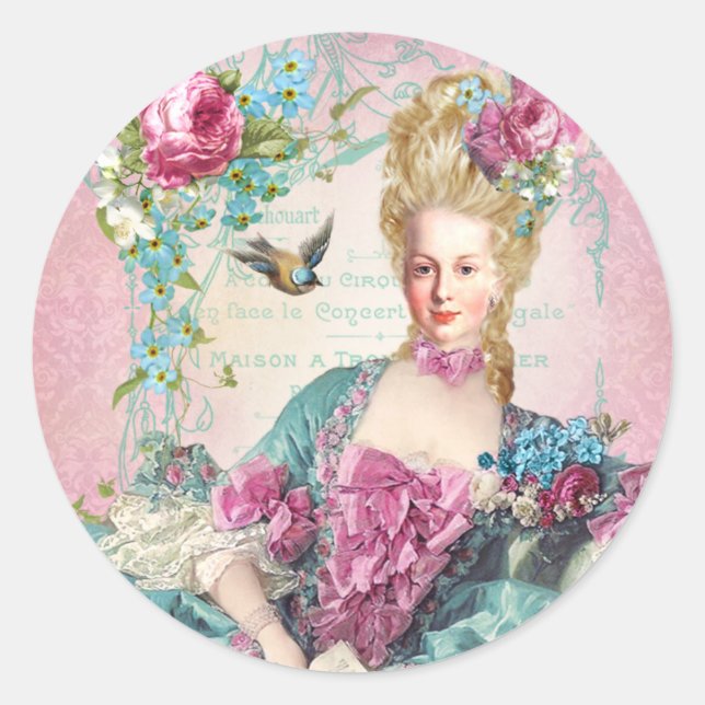Marie Antoinette,French,Paris,portrait,stickers Classic Round Sticker (Front)
