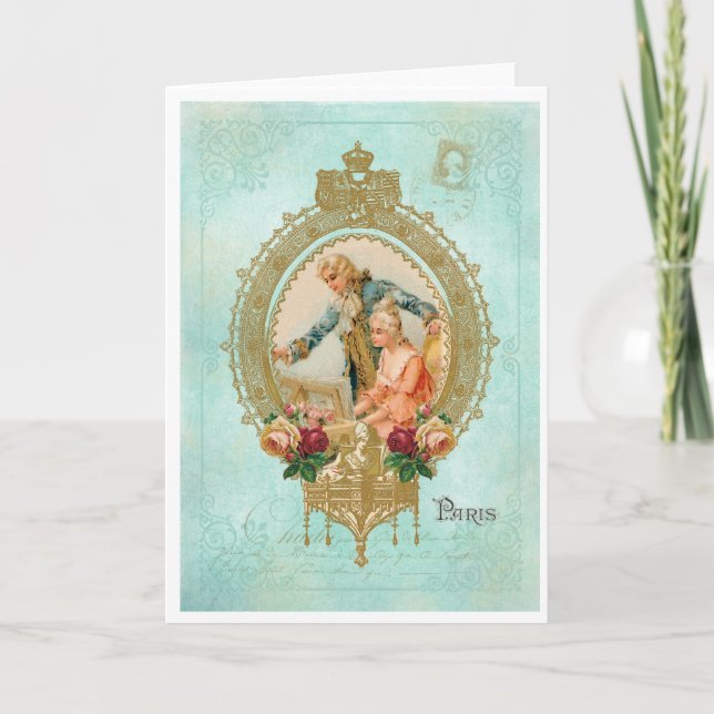 Marie Antoinette French Paris rose portrait カード Thank You Card (Front)