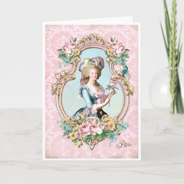 Marie Antoinette French Paris rose portrait カード Thank You Card (Front)