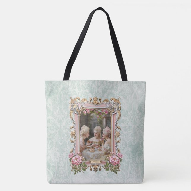 Marie Antoinette,French,Paris,roses,cakes Tote Bag (Front)