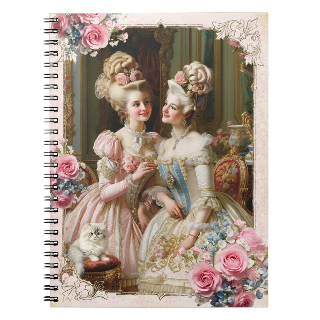 Marie Antoinette,French,Paris,tea,cat,roses  メモ帳 Notebook (Front)