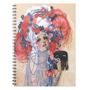 Marie Antoinette Girl Costume Beads Feathers Deco Notebook