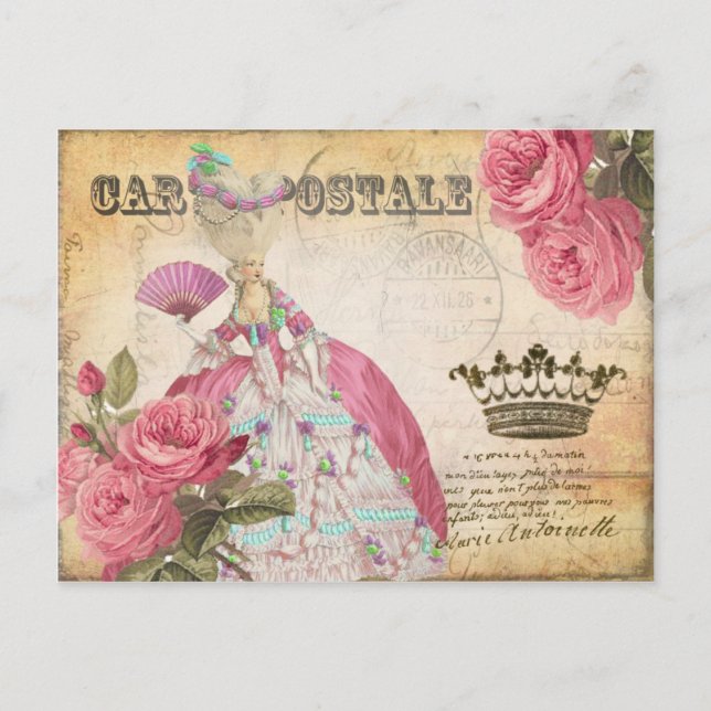 Marie Antoinette Gold Crown Rose Post Card (Front)