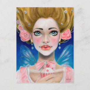 Marie Antoinette Gold Let them eat cupcake in pink Postcard